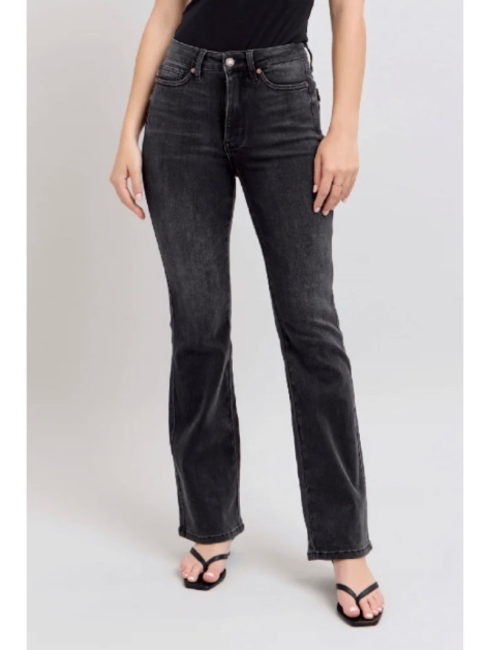 Judy Blue Tall High Waist Tummy Control Bootcut Jeans Black Stretch Denim 31